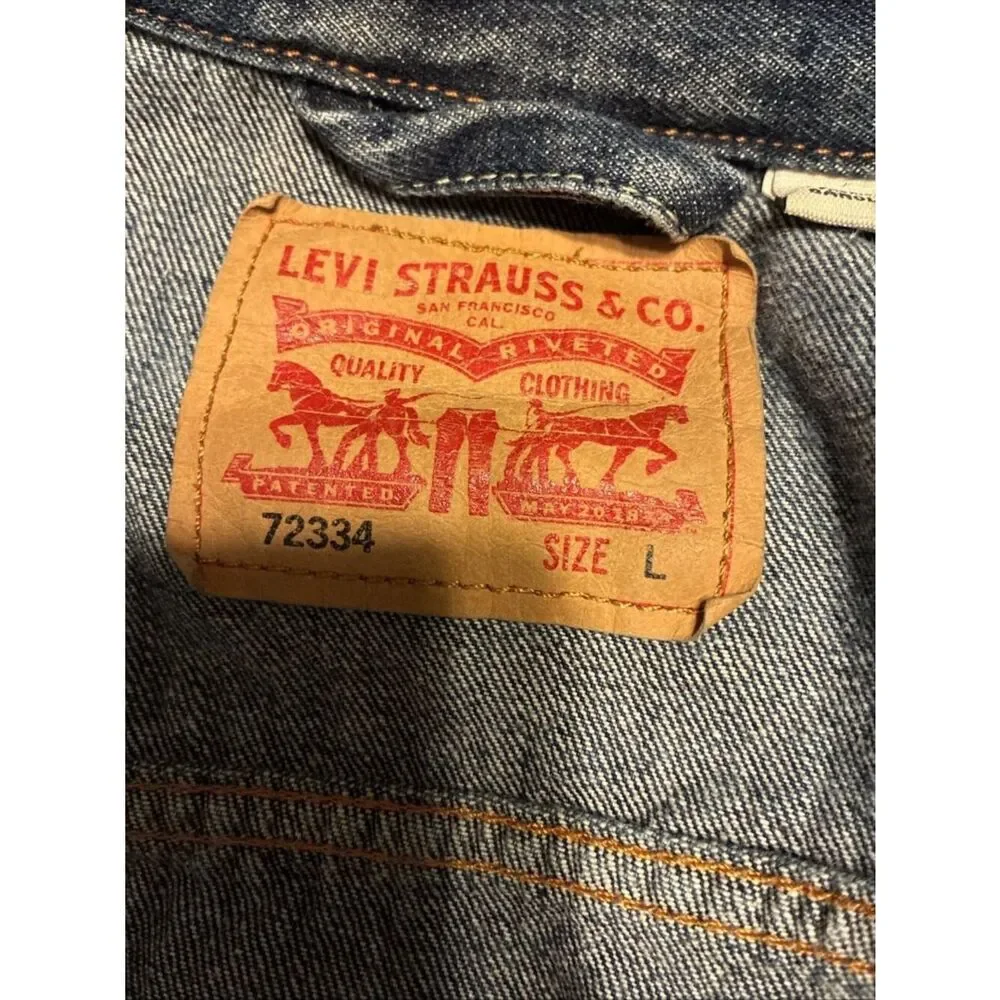Levi’s Men’s Solid Medium Blue Long Sleeve Jean Denim Jacket Large
